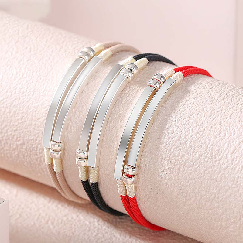 Sterling Silver Red String Layered Braid Bracelet for Luck & Protection