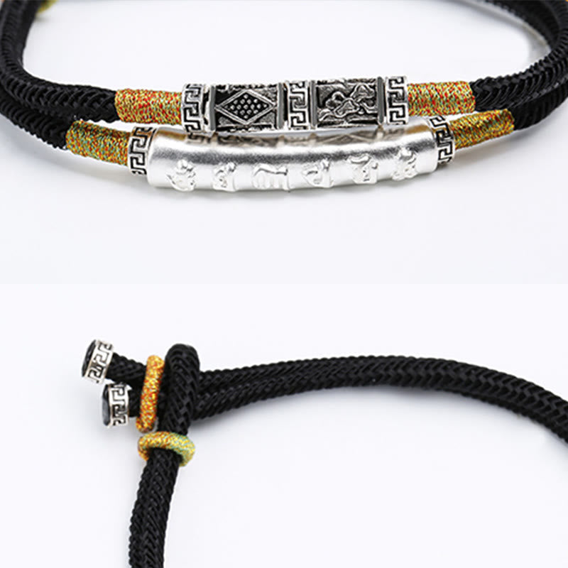 Unisex 999 Sterling Silver Om Mani Padme Hum Peace Bracelet