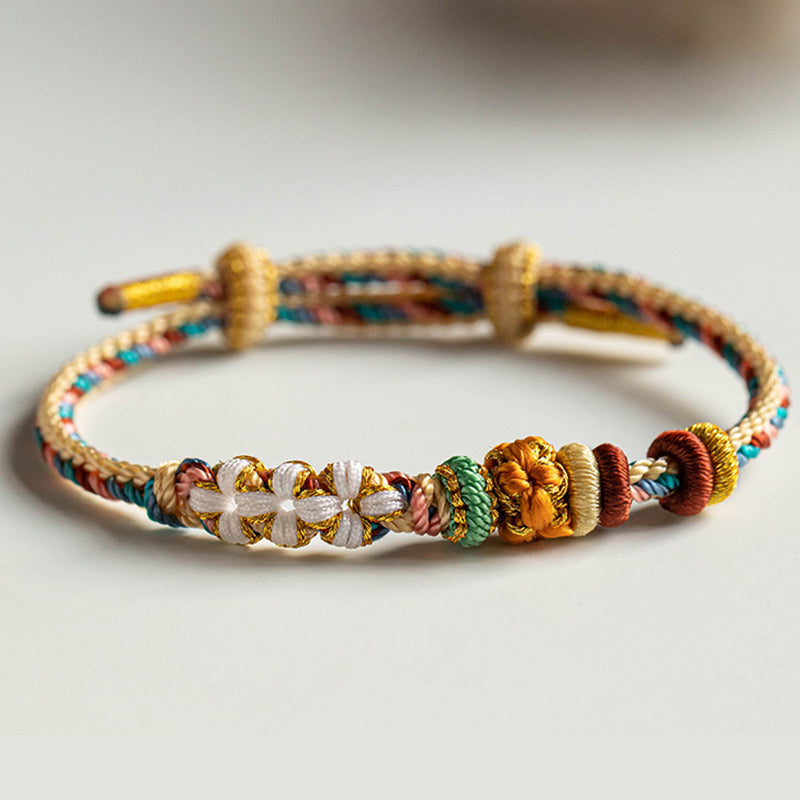 Handmade Dunhuang Peach Blossom Pattern Red String Bracelet