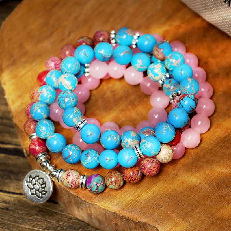 8mm Tibetan Miano Real Harmony Lotus Mala Beads