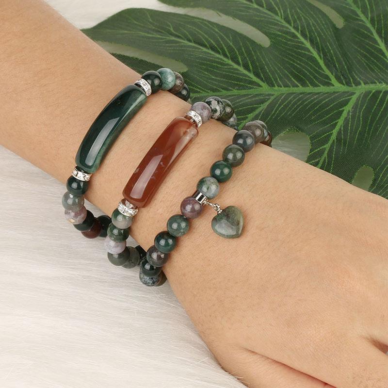 8mm Clear Quartz Love Heart Healing Bracelet for Balance