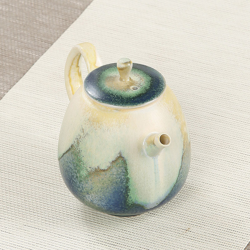 230ml Ceramic Gongfu Teapot in Green Beige for Zen Decor