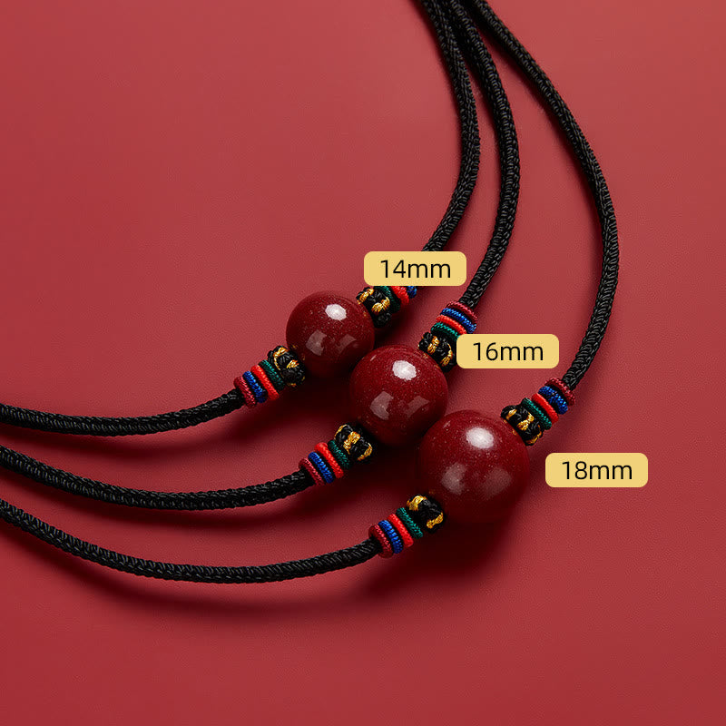 16mm Cinnabar Bead Blessing Pendant Necklace