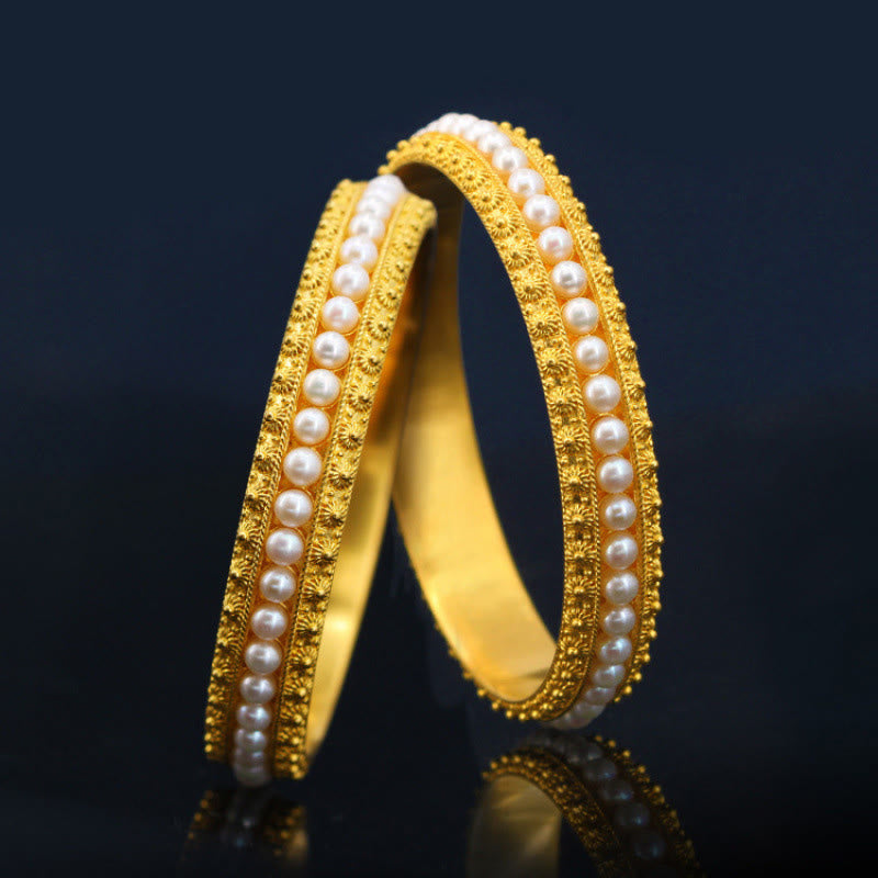 56mm Copper Pearl Healing Cuff Bracelet