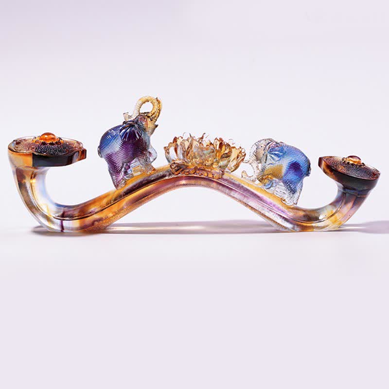 Handmade Liuli Crystal Ruyi Elephant Art Figurine