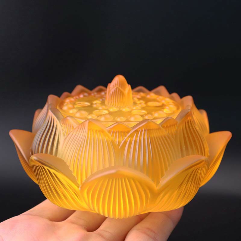 Liuli Crystal Lotus Incense Burner for Meditation and Healing