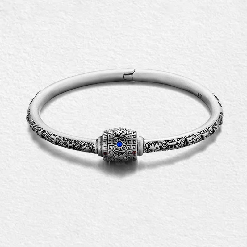 990 Sterling Silver Om Mani Padme Hum Creativity Bracelet Bangle