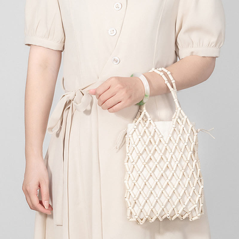Hand-woven Mesh Hollow Wooden Beads Bag | Spiritual Jewelry