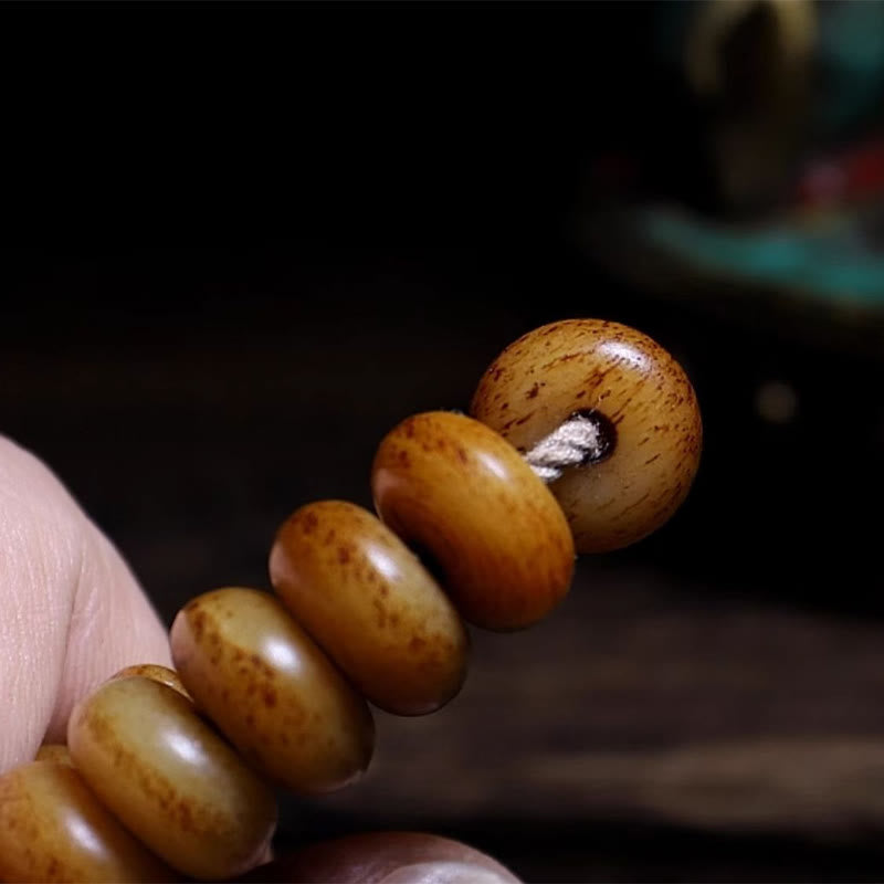 Tibetan Yak Bone 108-Bead Strength Mala Bracelet