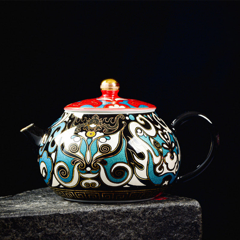 Peking Opera Mask Ceramic Gaiwan Tea Cup 125ml Set