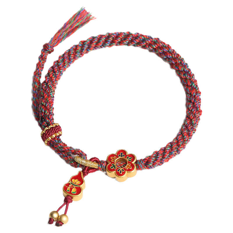 Handmade Colorful Gourd Flower Red String Protection Bracelet