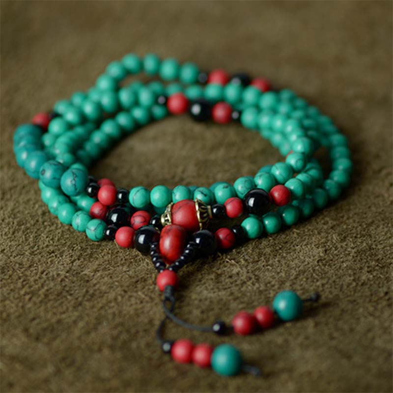 Unisex Turquoise Black Onyx Red Turquoise Protection Bracelet