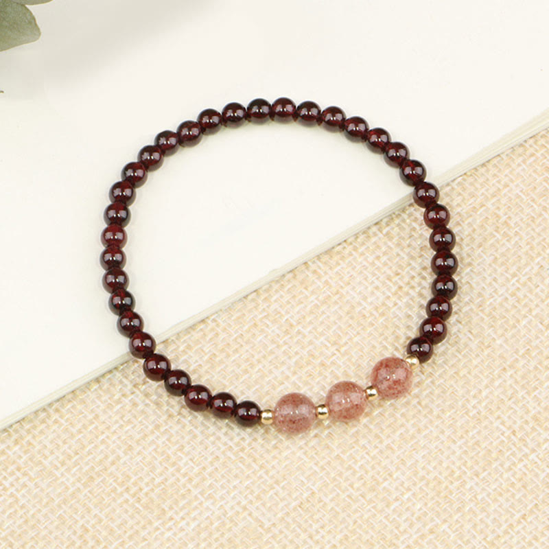 Garnet & Strawberry Quartz Calm Healing Bracelet
