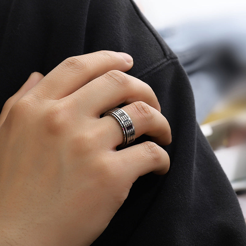 Titanium Steel Yin Yang Rotatable Balance Ring