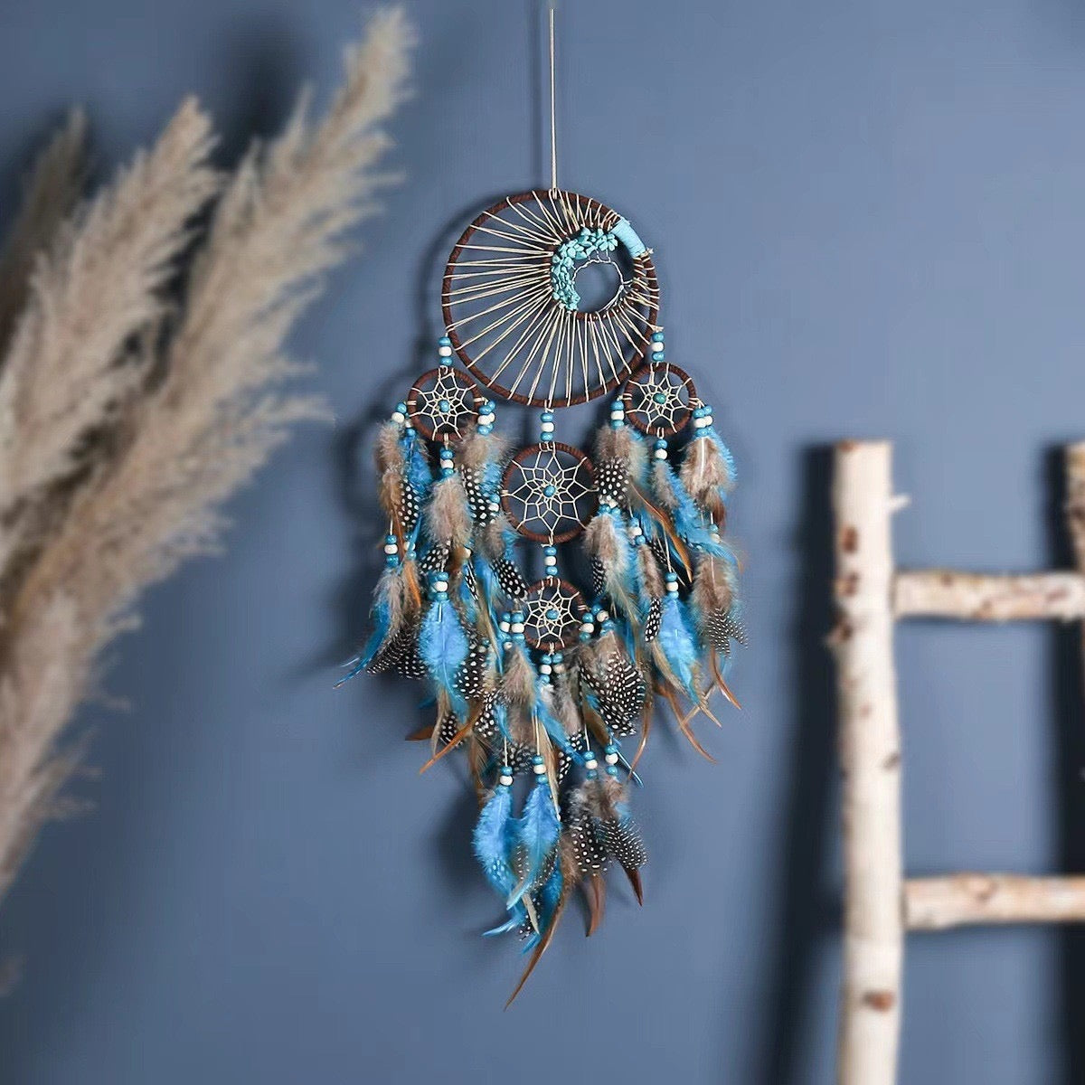 58.5cm Blue Turquoise Crystal Dreamcatcher Decoration
