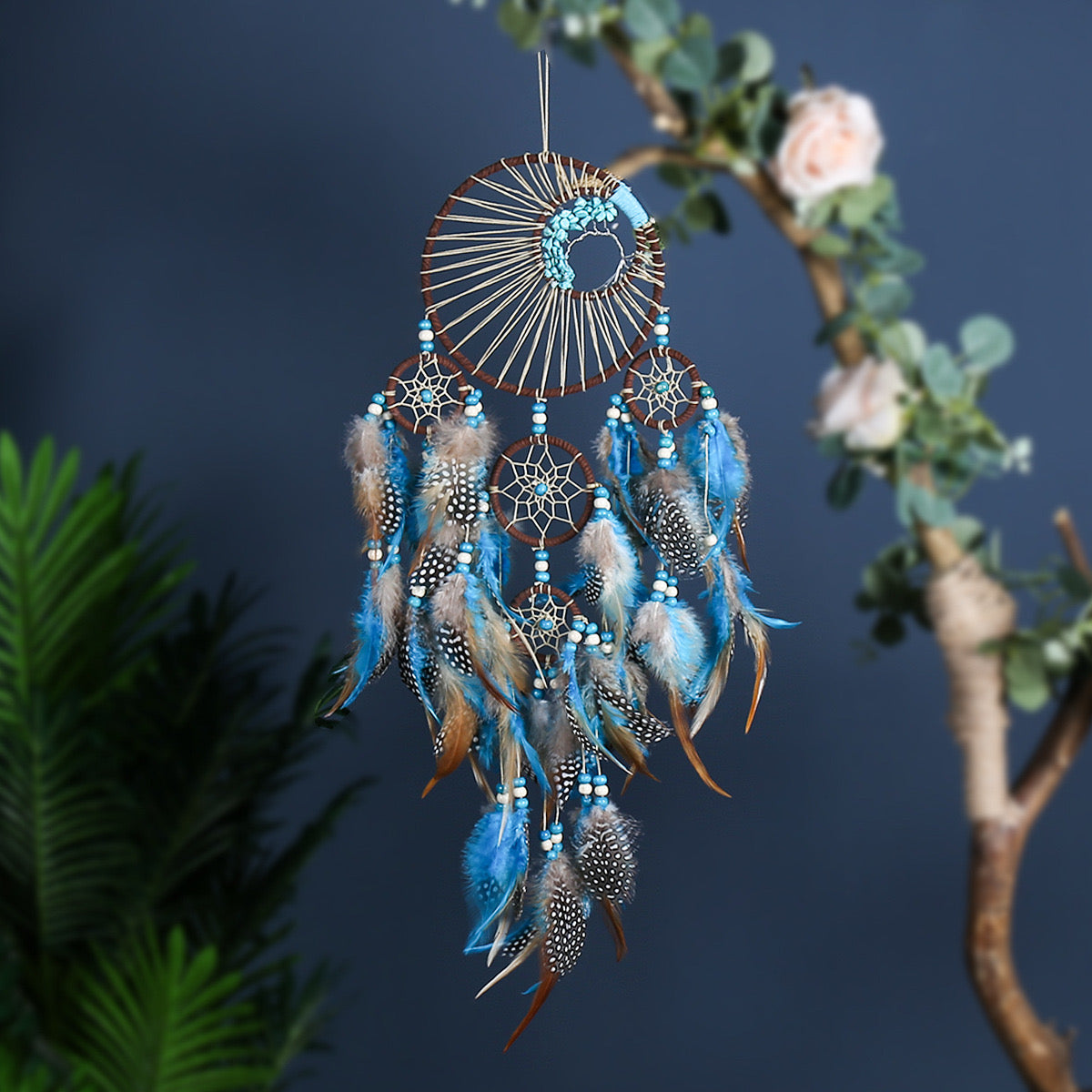 58.5cm Blue Turquoise Crystal Dreamcatcher Decoration