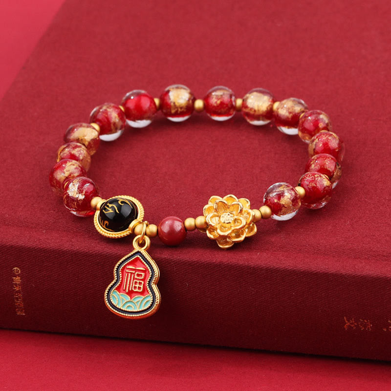 8mm Om Mani Padme Hum Bracelet | Liuli Glass Charm