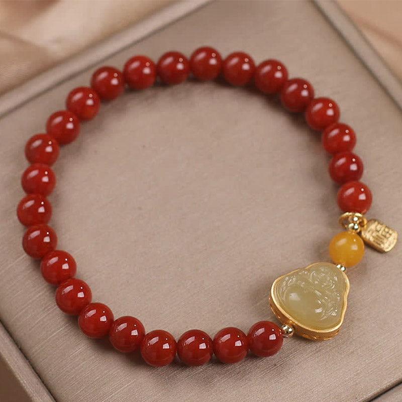 Red Agate Jade Confidence Buddha Bracelet