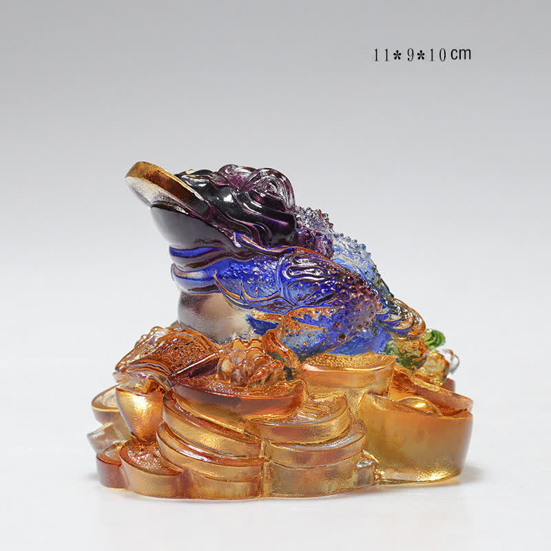 Liuli Crystal Feng Shui Frog Sculpture 11cm Prosperity Art
