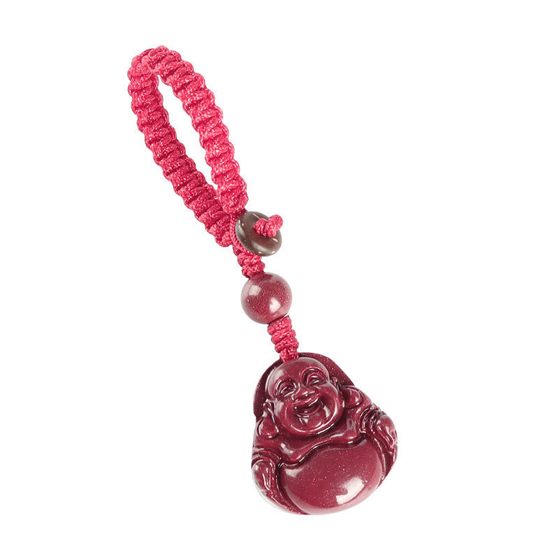 Laughing Buddha Cinnabar Necklace Pendant Blessing Charm