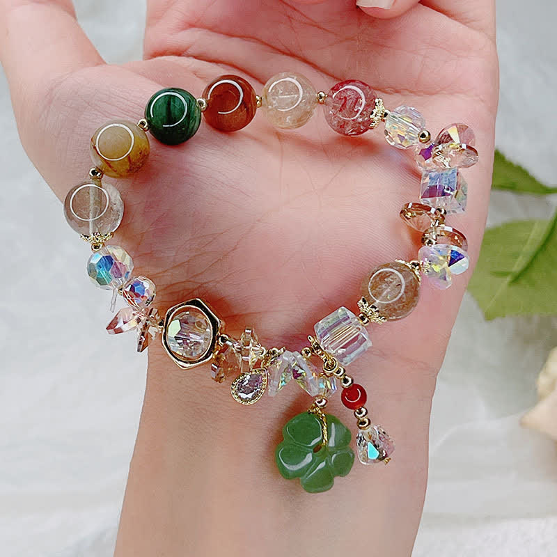 Colorful Green Aventurine Luck Bracelet | Gemstone Flower Beads