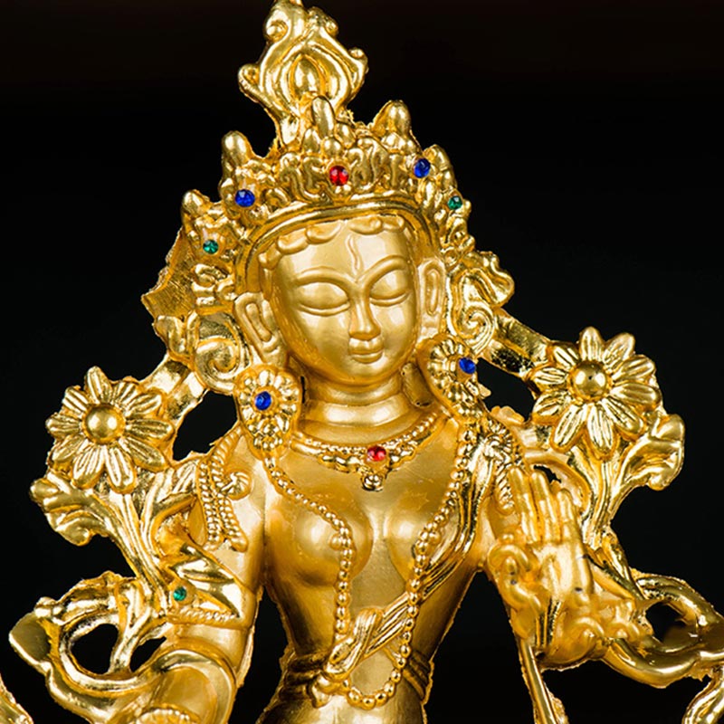 Gold Plated Bodhisattva White Tara Statue for Hope & Protection