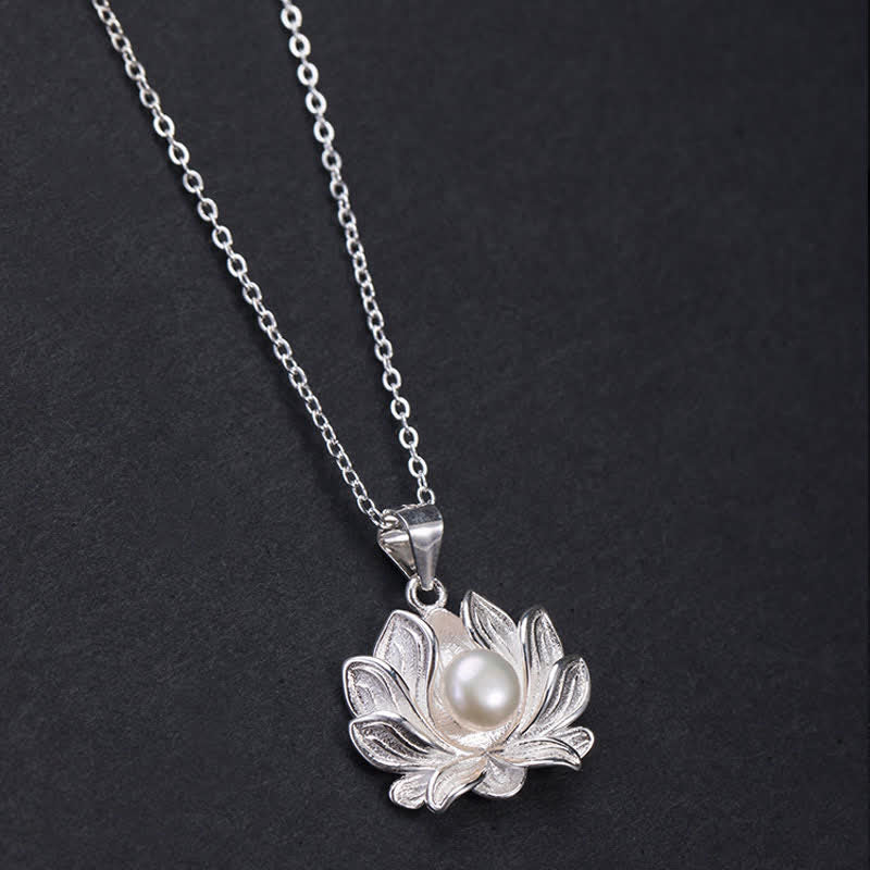 6mm Pearl Lotus Pendant Necklace – Wealth & Enlightenment