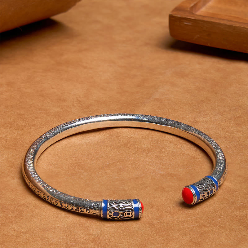 58mm Copper Heart Sutra Carved Coins Healing Bracelet