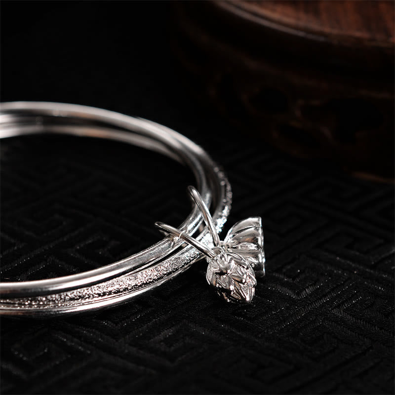 58mm White Copper Lotus Pod Bracelet for New Beginnings