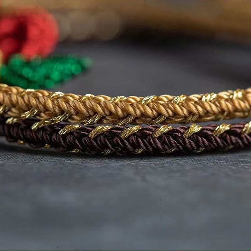 Handmade Red String Bracelet with Eight Thread Peace Knot for Luck