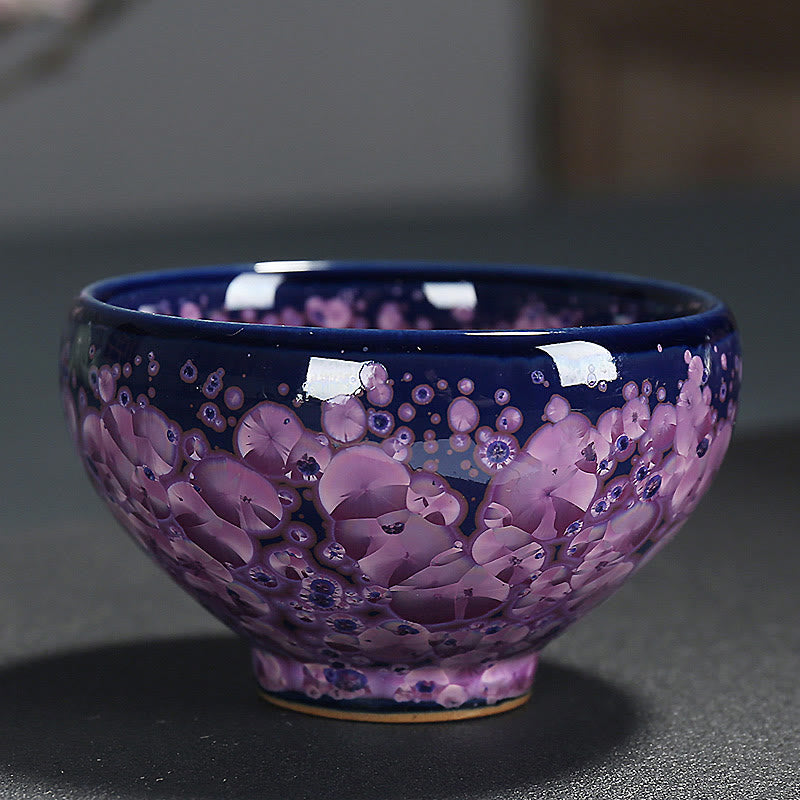 Colorful Iris Flowers Jian Zhan Teacup 110ml Ceramic