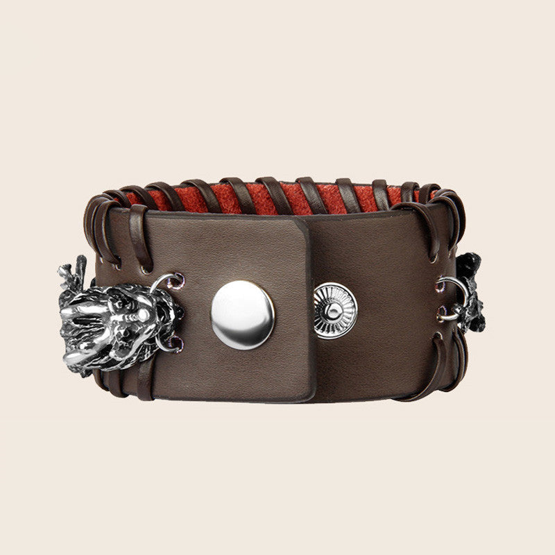 Dragon Leather Protection Weave Bracelet for Strength and Luck