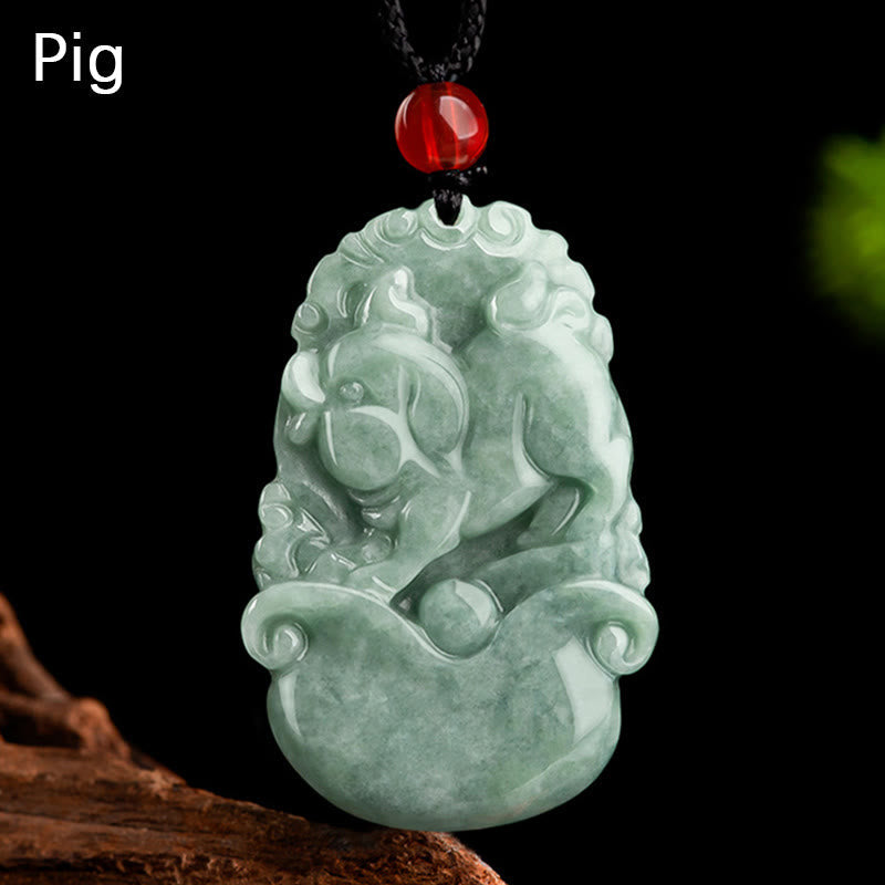 Green Jade 12 Chinese Zodiac Luck | Prosperity Necklace