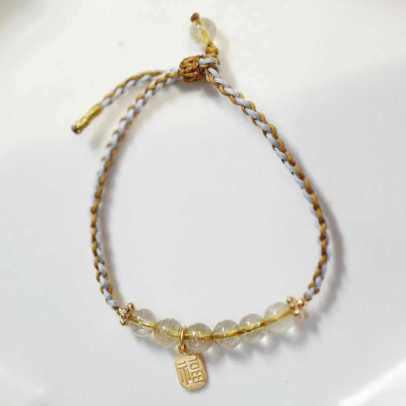 925 Sterling Silver Jade Fu Character Luck Bracelet