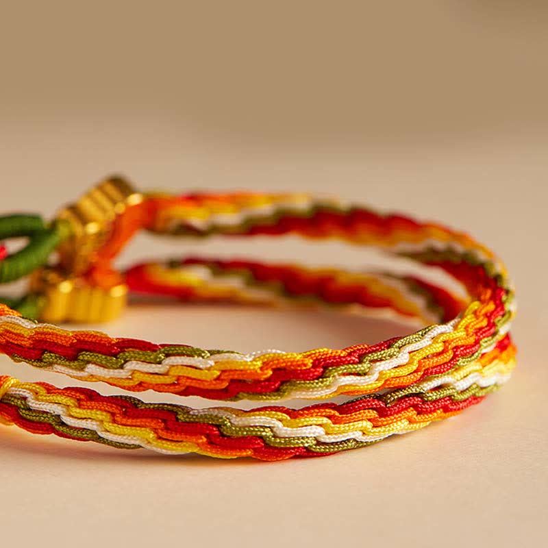 Persimmon Red Agate Reincarnation Knot String Bracelet
