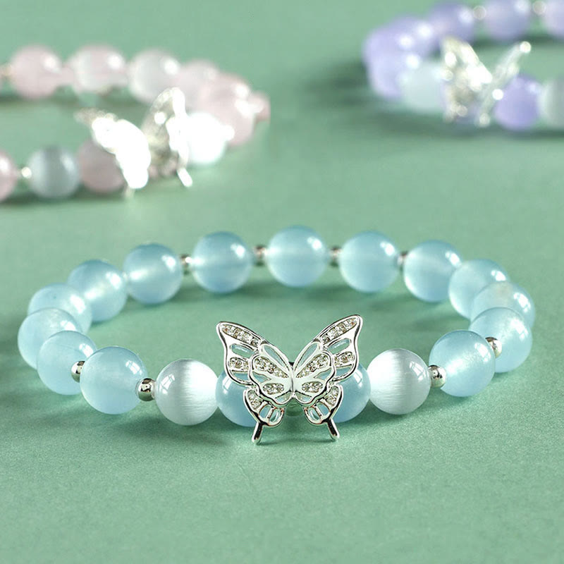 Blue Chalcedony Butterfly Energy Spiritual Bracelet