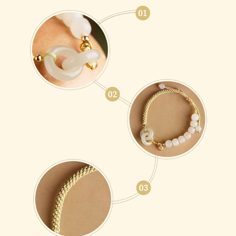 Natural Hetian Jade Double Peace Buckle Bracelet for Abundance