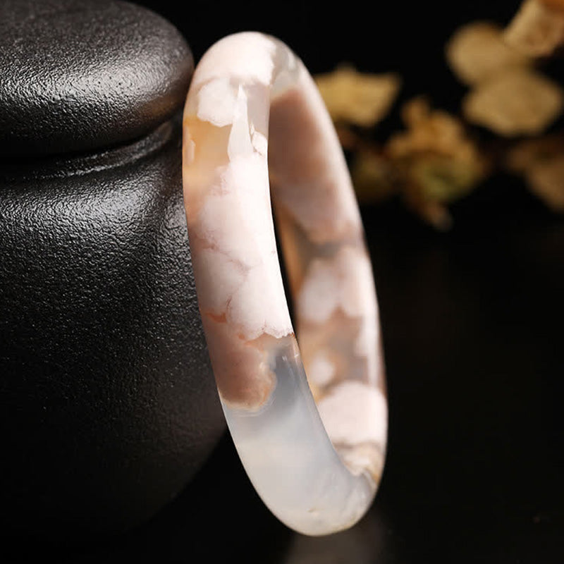 Natural Sakura Agate Peace Bracelet Bangle 55mm