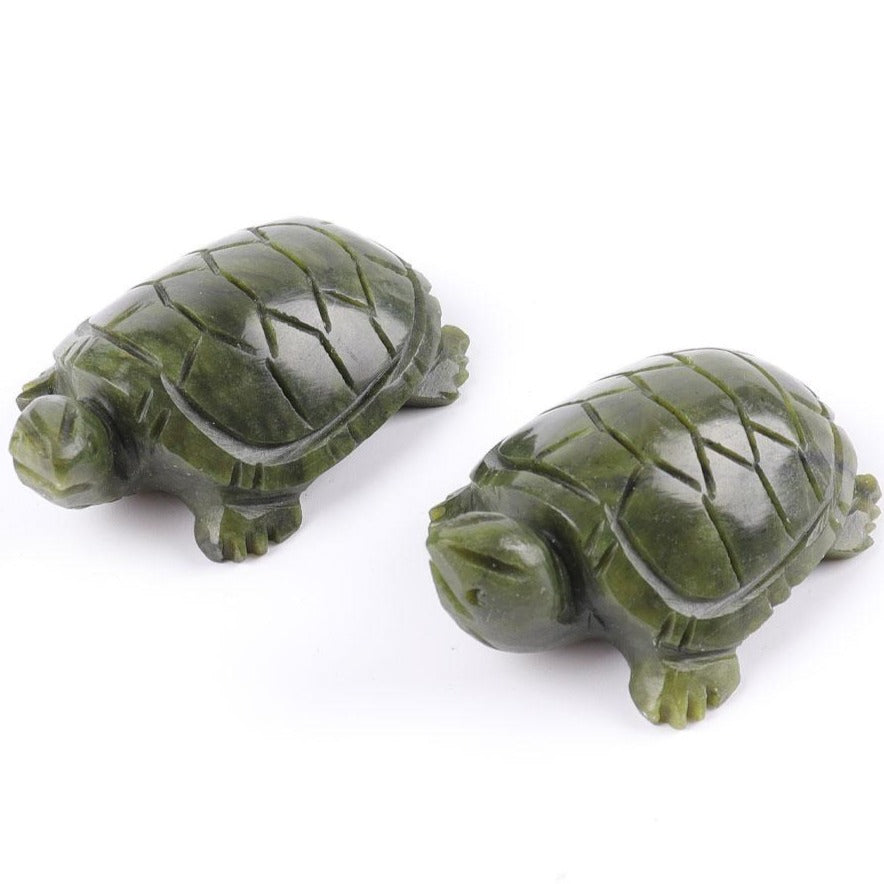 6-inch Serpentine Crystal Turtle Carving for Prosperity