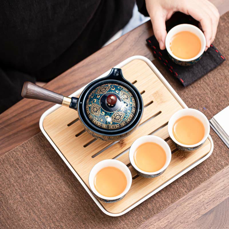 Ceramic Chinese Gongfu Teapot Set with Portable Gift Bag