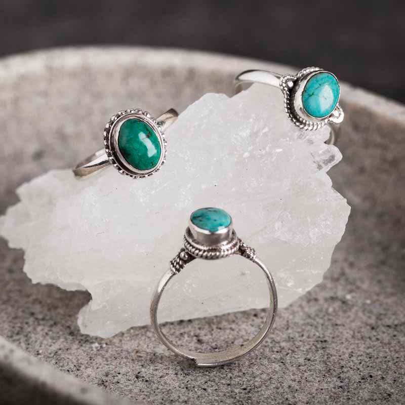 Adjustable Turquoise Ring 925 Sterling Silver Wisdom