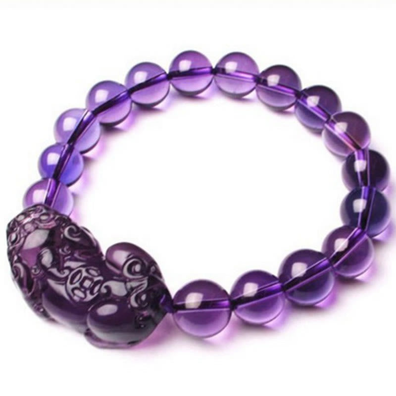 Amethyst Fortune Wealth Bracelet with Pi Xiu 10mm Beads