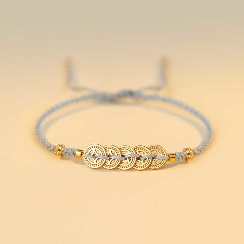 Copper Coin Red String Bracelet for Luck & Protection