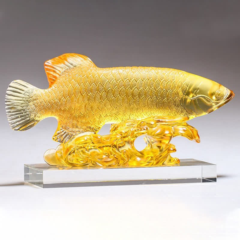 Handmade Liuli Crystal Koi Fish Feng Shui Decor