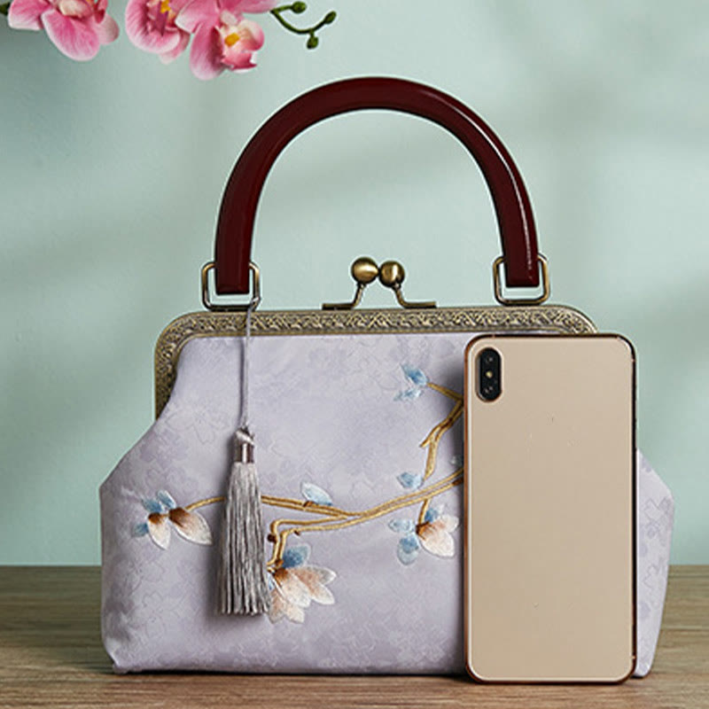 Flower Embroidery Handbag | Spiritual Crossbody Bag 19cm