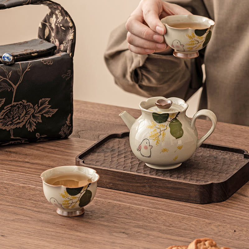 40ml Osmanthus Rabbit Ceramic Teacup for Kung Fu Tea Ritual