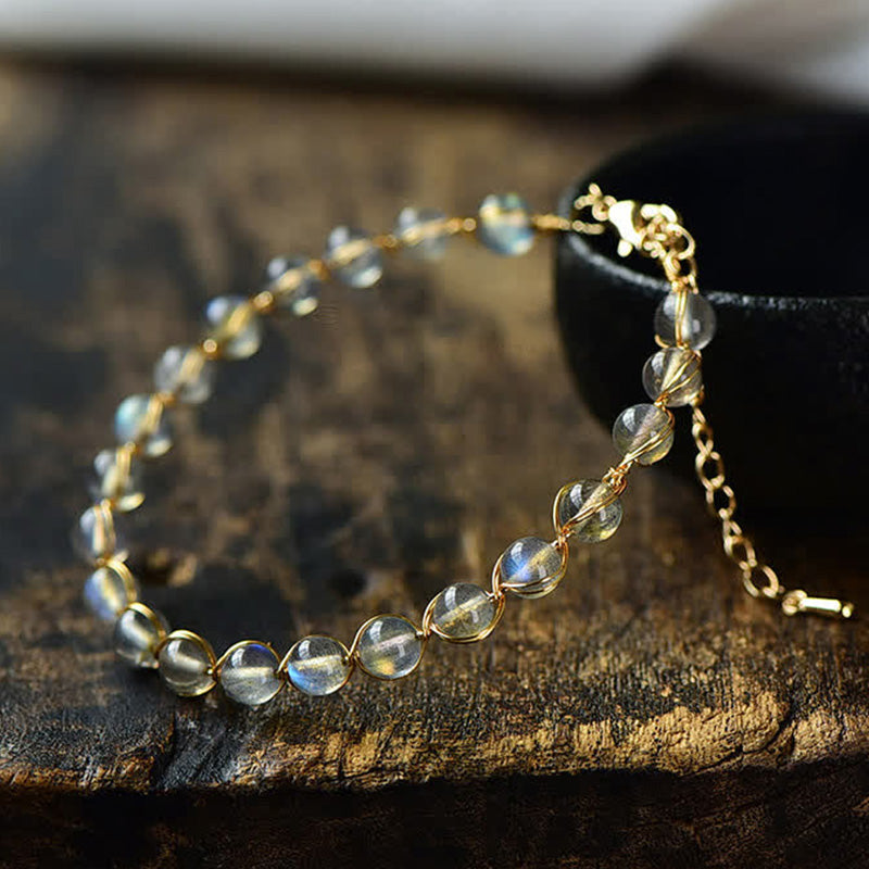 Moonstone 14K Gold Healing Bracelet for Positive Energy and Calm