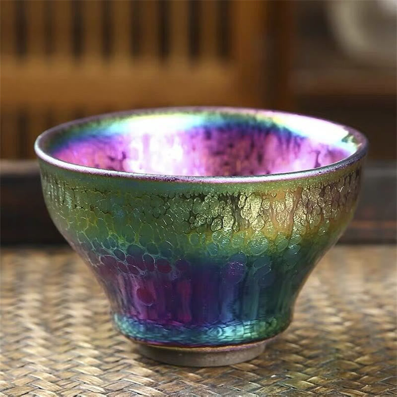 Fairy Rainbow Tenmoku Ceramic Tea Cup 301-400ml