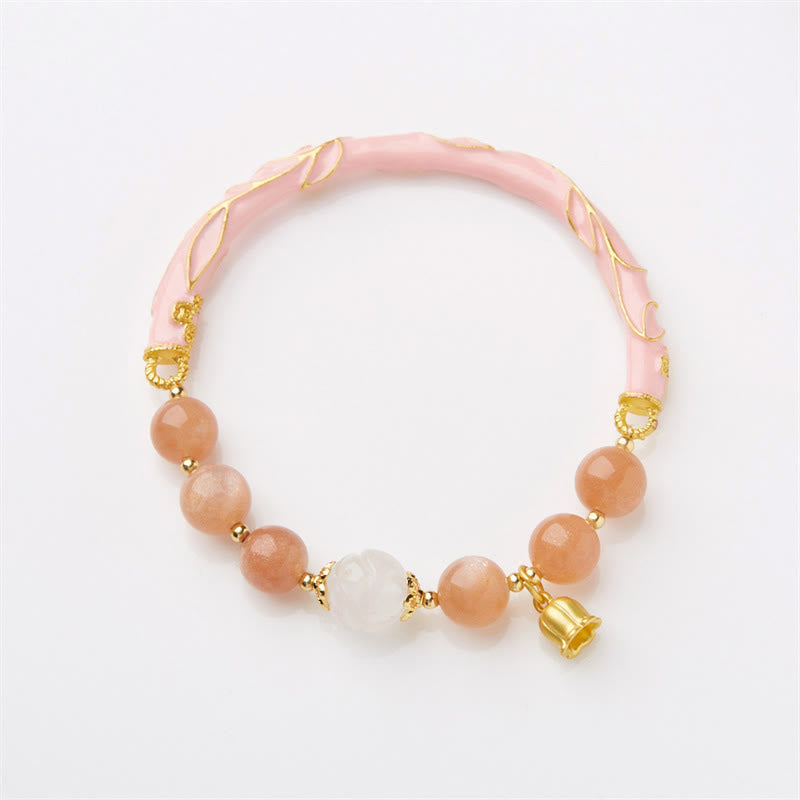 Sun Stone & Golden Silk Jade Positive Charm Bracelet