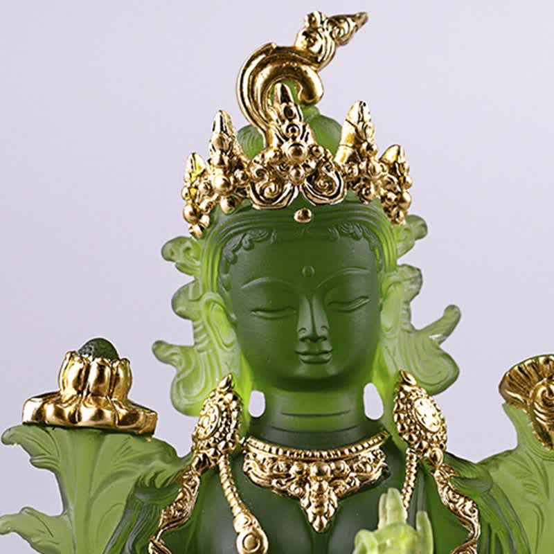 Handmade Liuli Green Tara Buddha Statue | Protection Decor